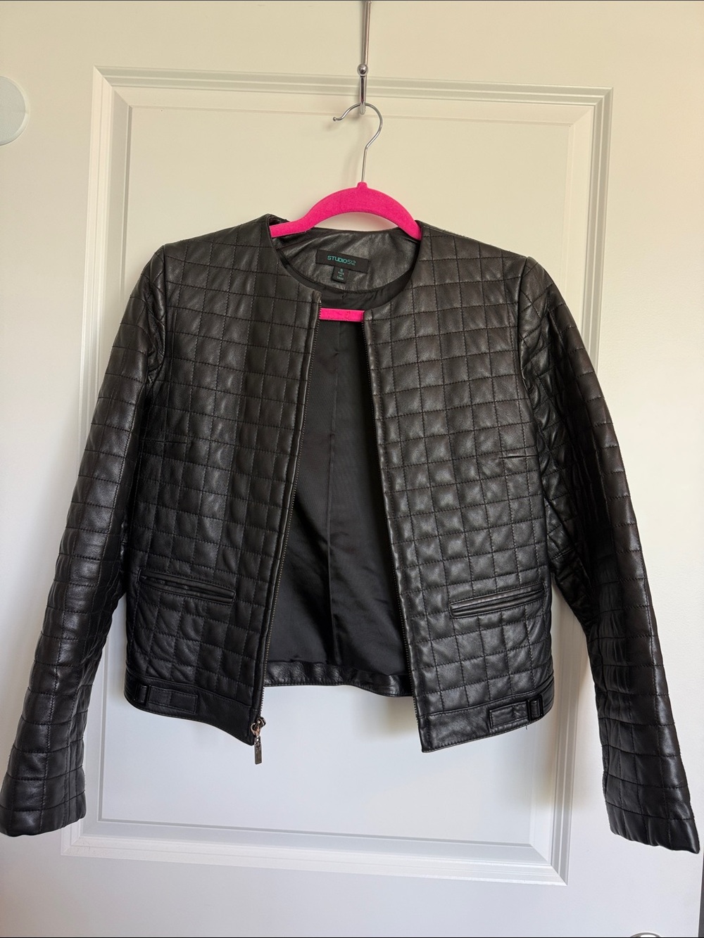 Studio 52 Leather Quilted Black Jacket | Size S